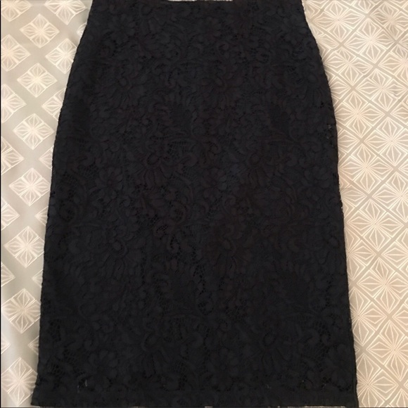 NWOT Le Redout Atelier navy lace pencil skirt - Picture 2 of 6